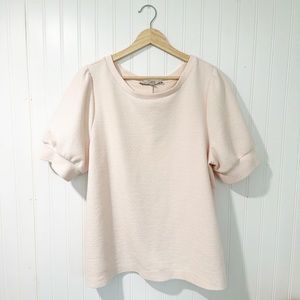 LOFT Pale Pink Puff Sleeve Blouse - XL